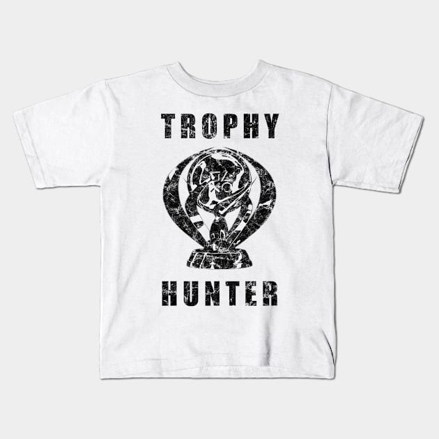 Trophy Hunter Black Distressed Kids T-Shirt by StebopDesigns